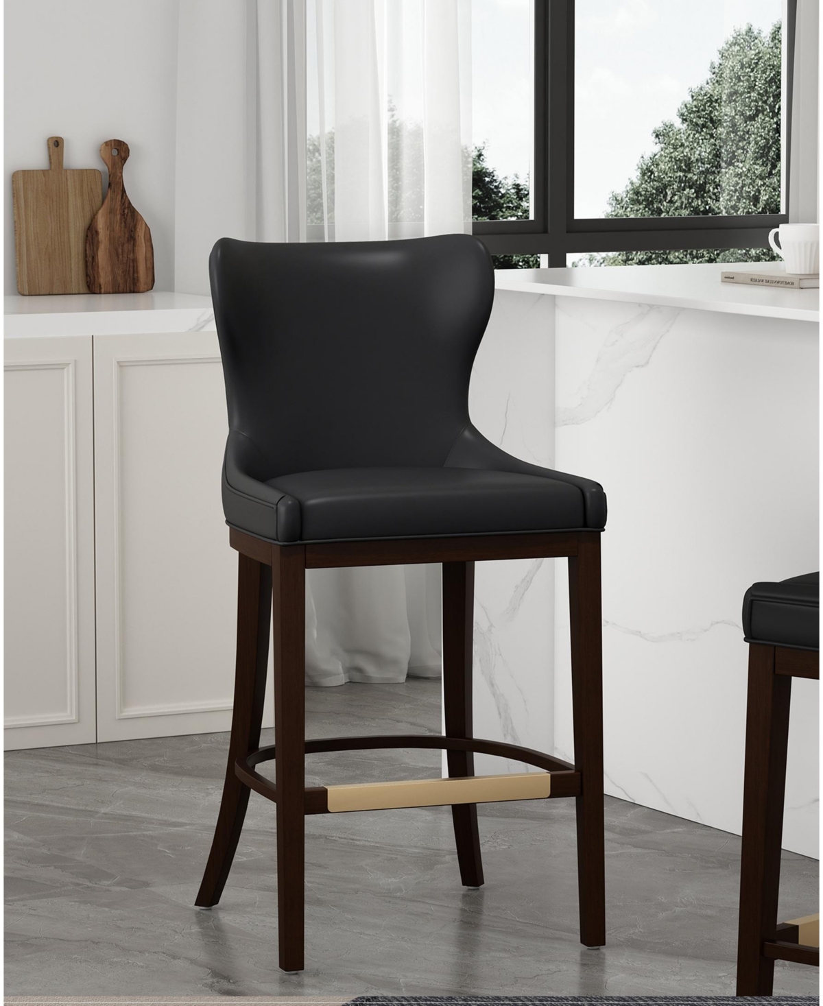 Manhattan Comfort Blair 43.9" Leatherette Upholstered Barstool In Black