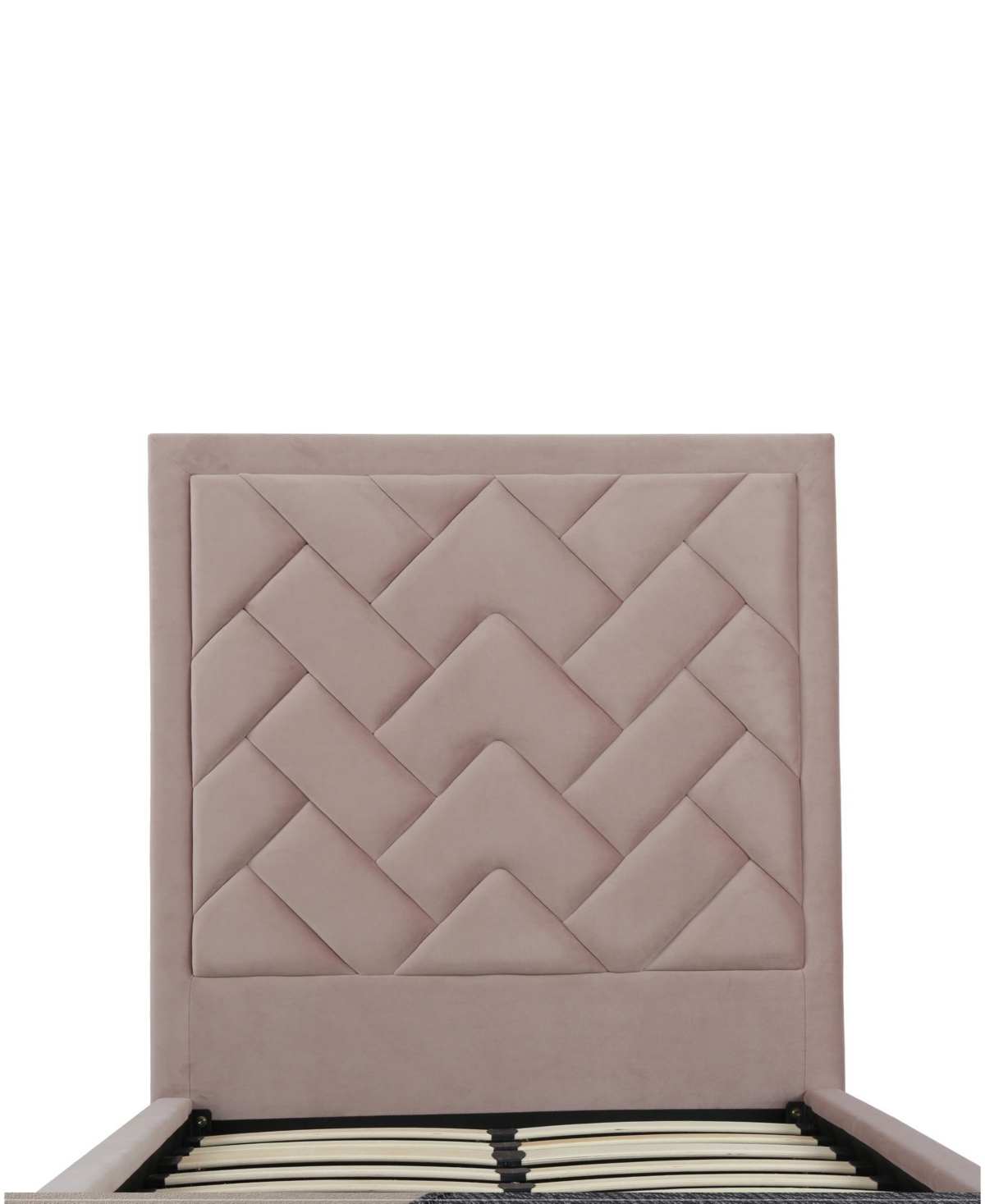 Manhattan Comfort Crosby Modern Twin-size Velvet Upholstered Bedframe And Headboard In Pink