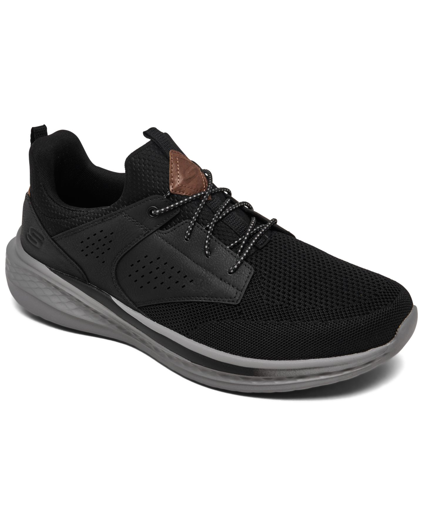 Мужские кроссовки Skechers Relaxed Fit: Slade - Breyer Wide Width Casual, цвет: Чёрный / Серый — фото 1