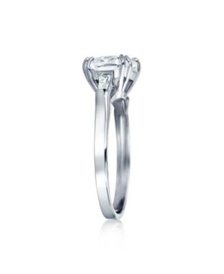 5CT Princess Cubic Zirconia Asscher Cut Solitaire Promise Statement Ring CZ Baguette Side Stones Thin Band Sterling Silver