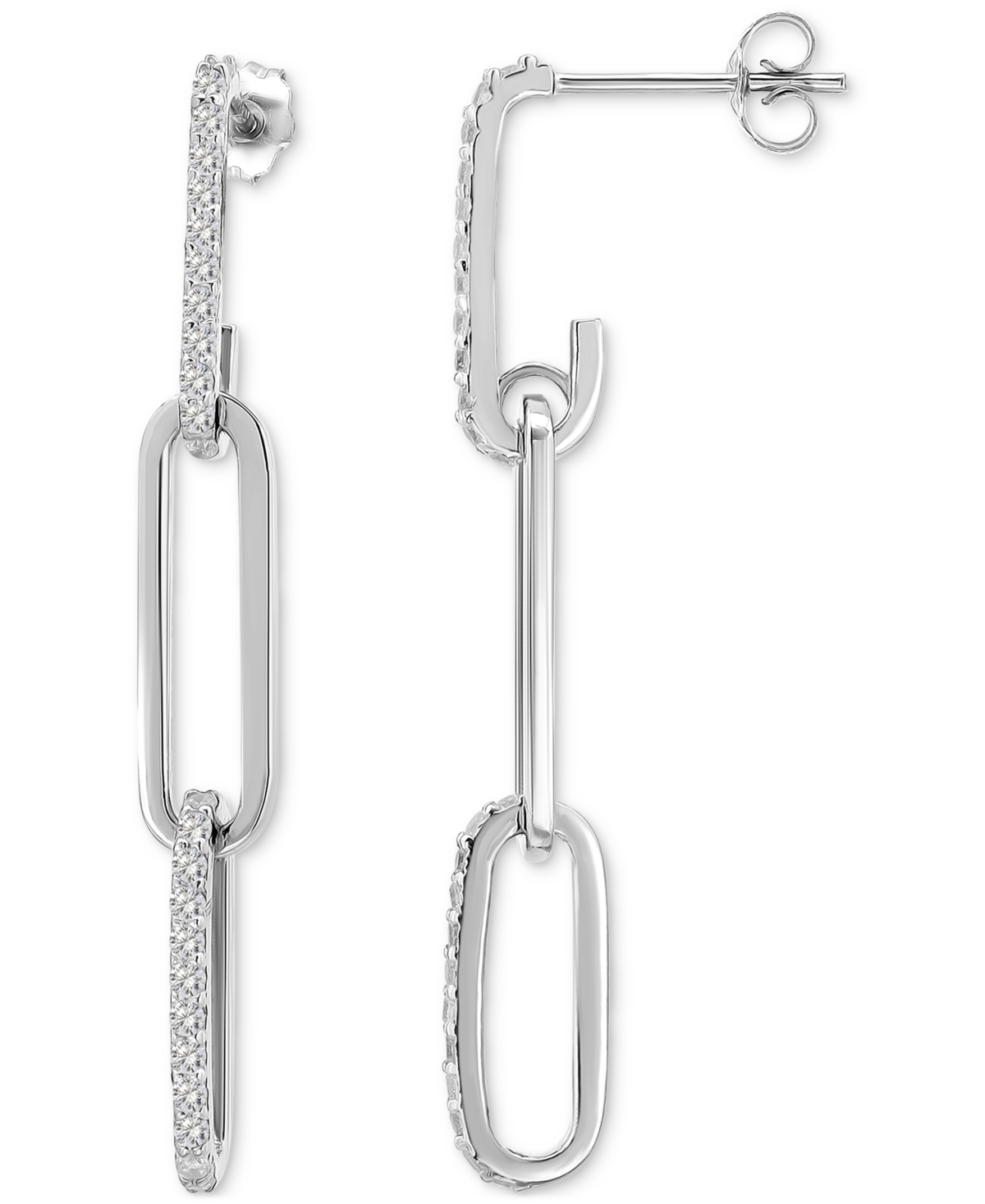 Giani Bernini Link Drop Earrings (3/8 Ct. T.w.) In Sterling Silver, Macy's Exclusive In Metallic
