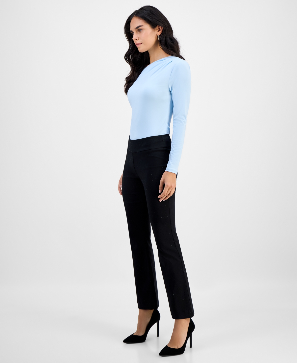 Inc International Concepts Petite Embellished Mini Bootcut Pants, Macy's Exclusive In Black