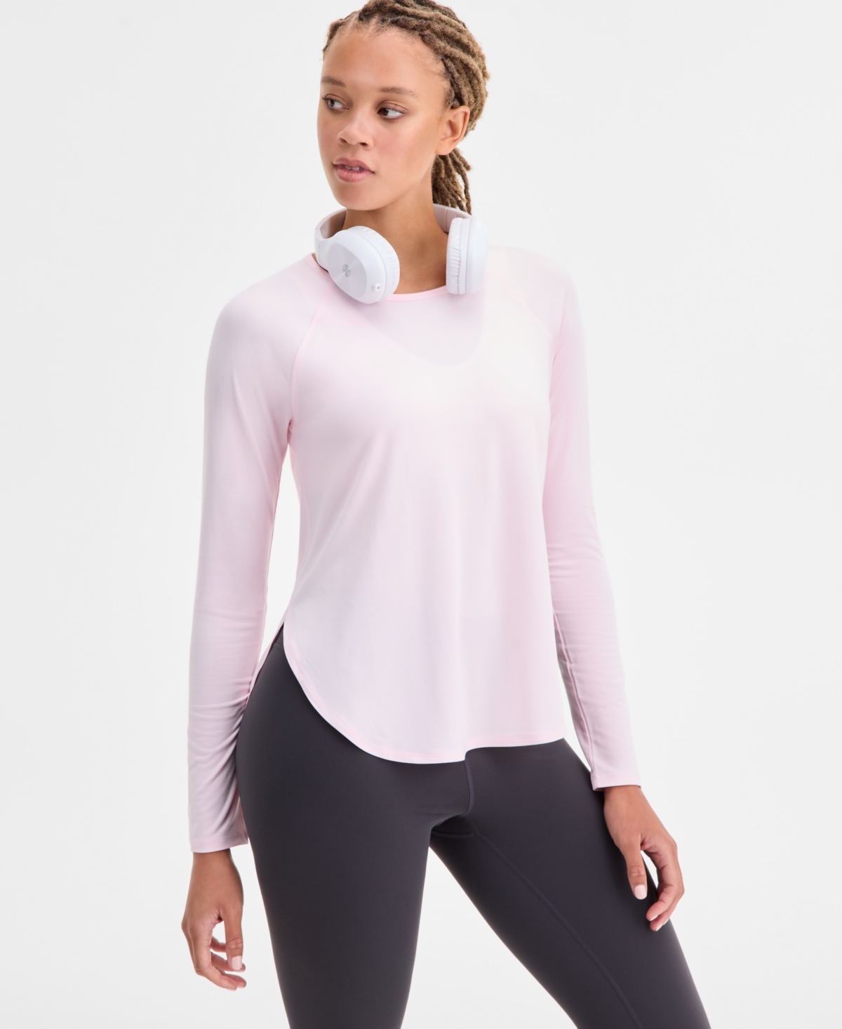 Macy's Id Ideology Women's Essentials 2-pack Long-sleeve T-shirt, Created For  In Pink