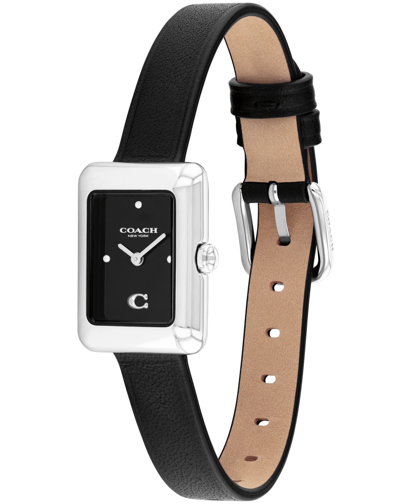 Женские часы COACH Mara Black Leather Strap Watch, 19 x 26mm — фото 3