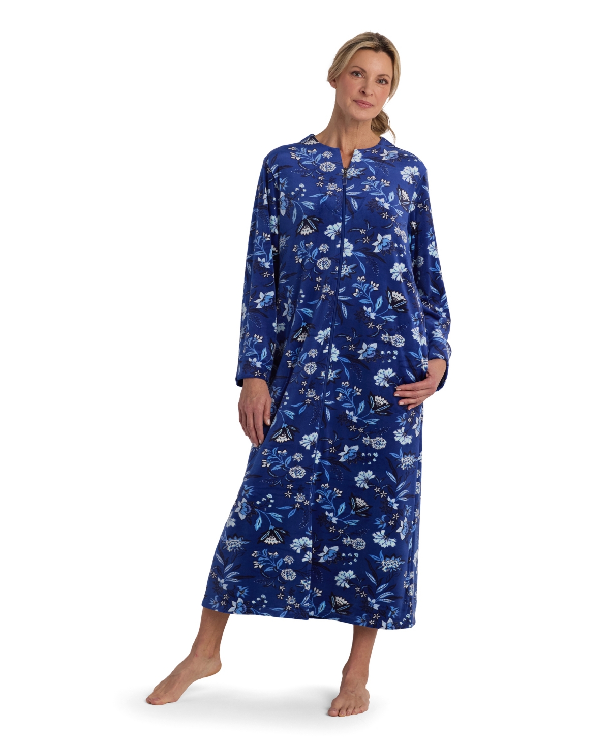 Miss Elaine Women's Long Sleeve Sleepwear Robe In Blue