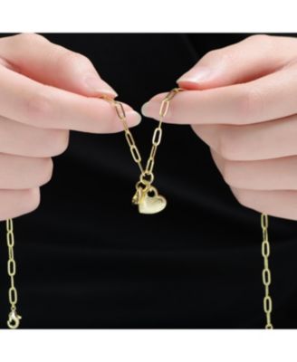 14K Gold Plated with Link Chain Hearts Necklace