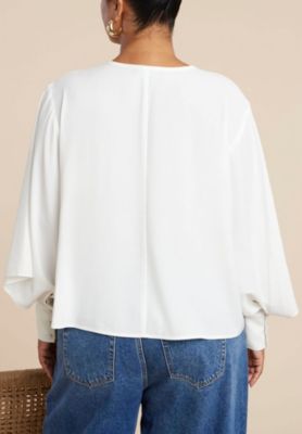 Women's Plus Size Bishop Sleeve Blouse