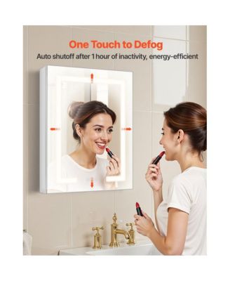 Lighted Medicine Cabinet with 2-Side Mirrors for Recessed Wall Mount