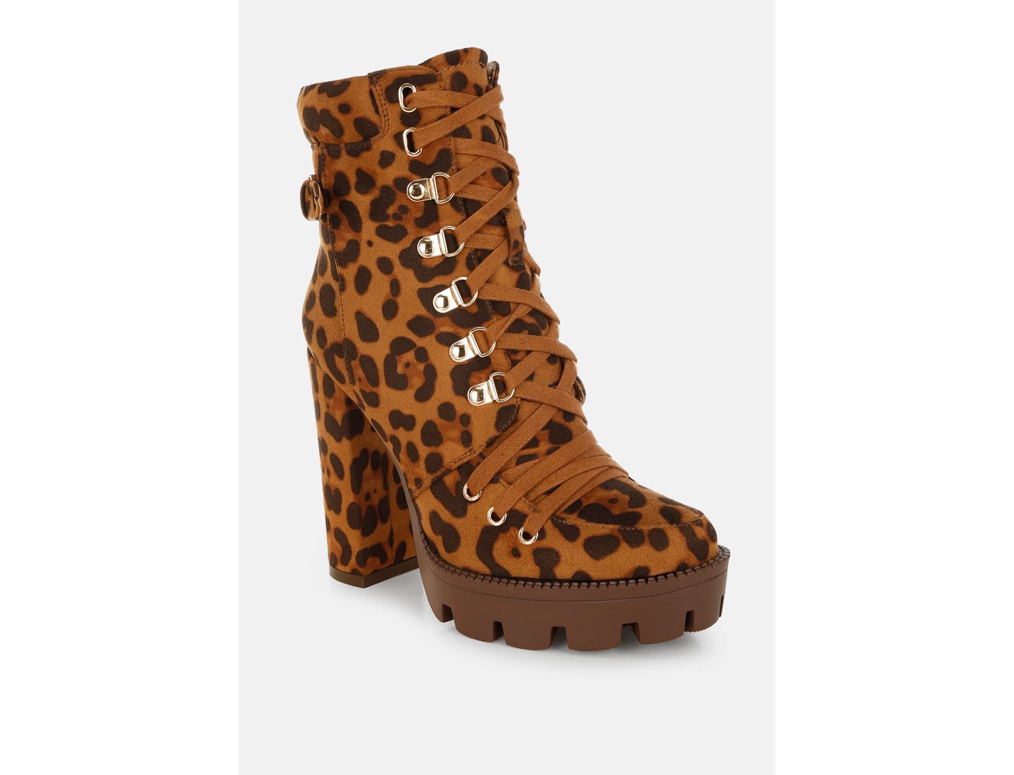 Женские ботинки London Rag Fremont Leopard Print Chunky, цвет: Коричневый — фото 1