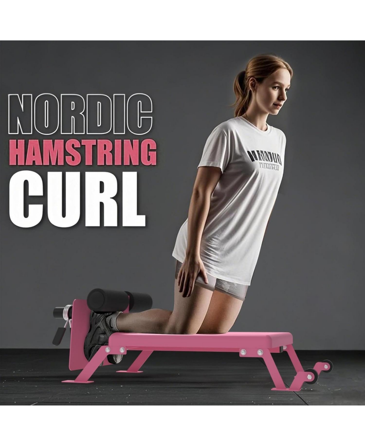 Nordic Hamstring Curl Machine,Height Adjustable Nordic Curl Bench, Compact Home Gym Equipment for Strength Training for Home Gym,450 Lbs