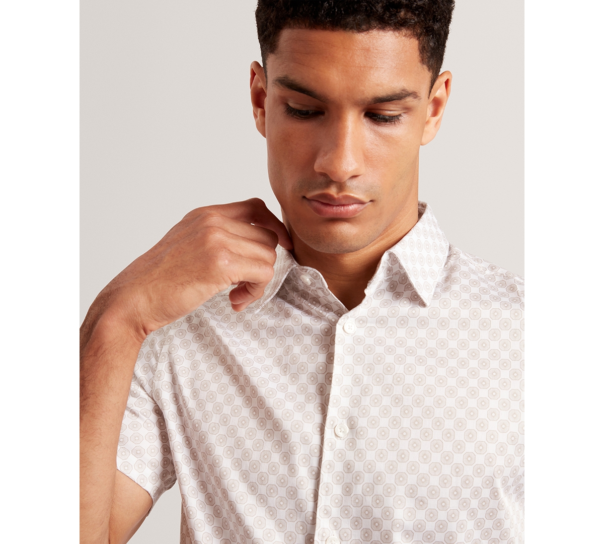 Ted Baker Sefsho Printed Short Sleeve Shirt In Brown