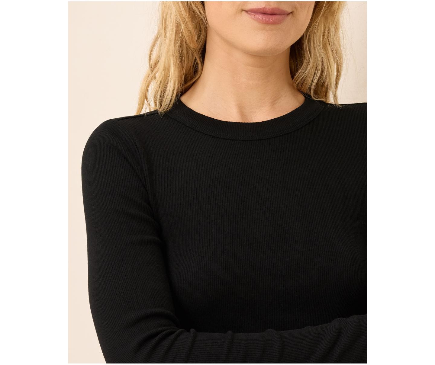 Женская футболка Pact Perfect Rib Long Sleeve, цвет: Чёрный — фото 2