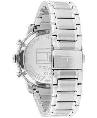 Men's Multifunction Silver Tone Stainless Steel Bracelet Watch, 42mm