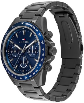 Men's Multifunction Ionic Plated Gray Stainless Steel Bracelet Watch, 44mm