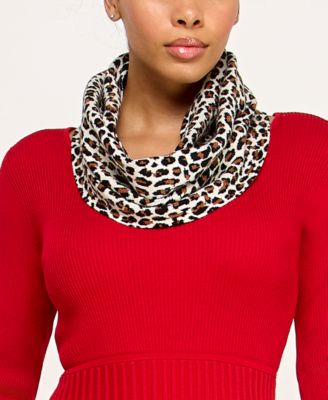 Juniors' Detachable Scarf Fit & Flare Sweater Dress