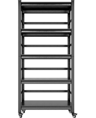 72"H Heavy Duty Storage Shelves Adjustable 5-Tier Metal Shelving Unit with Wheels