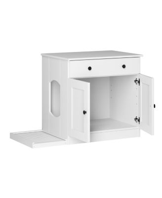 100% Solid Wood Ziva 2-Door Cat Litter Box Enclosure with Litter Catch