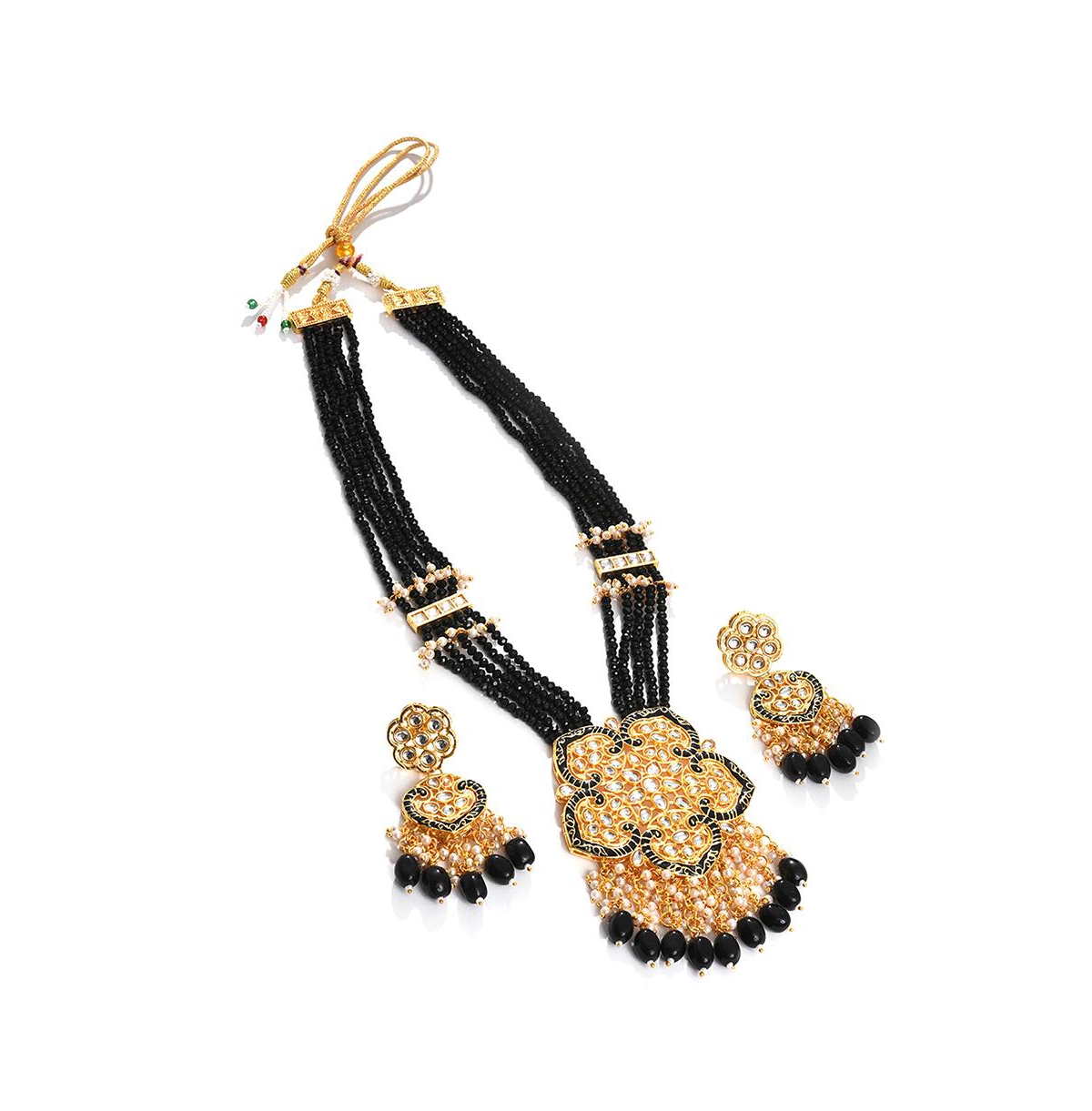 Sohi Women's Gold Plated Kundan Beaded Jewellery Set