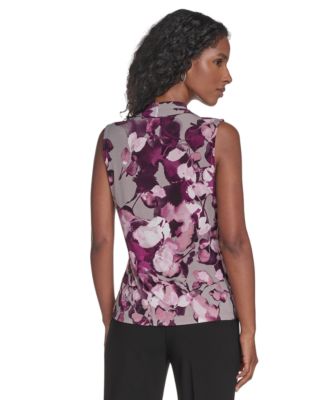 Women's Sleeveless Printed V-Neck Top