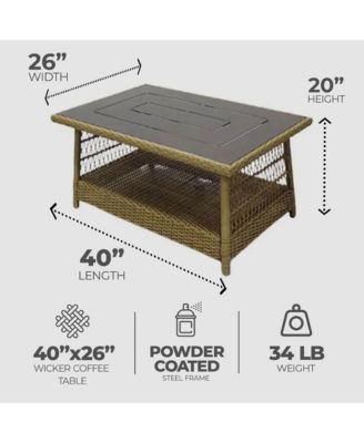 Positano 40" x 26" Outdoor Wicker Coffee Table, Brown