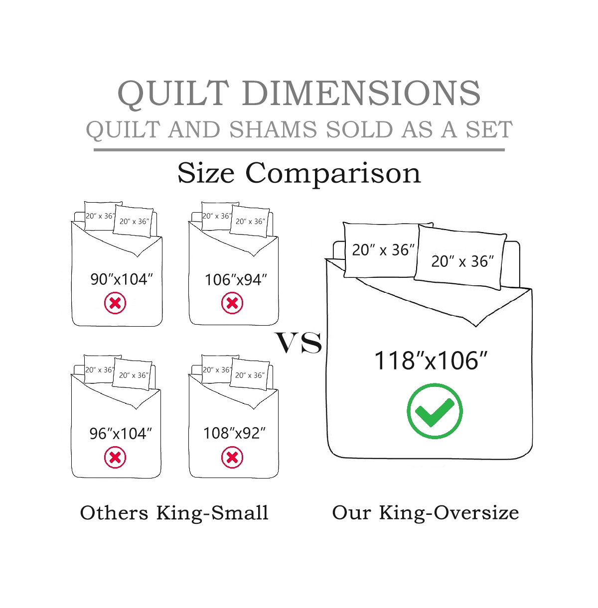 MarCielo 100% Cotton Oversized Bedspread Quilt Set