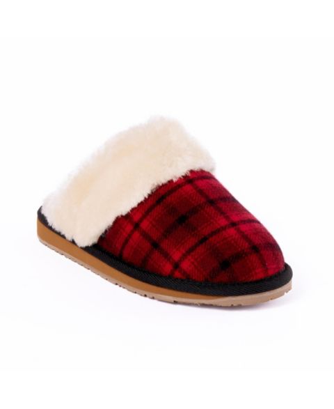 Женские тапочки Minnetonka Carefree Scuff Slippers, цвет: Красный клетчатый