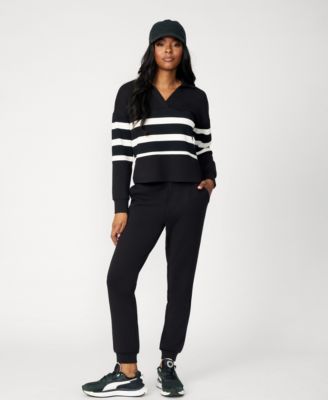 Women's Striped Polo & Jogger Lounge Set