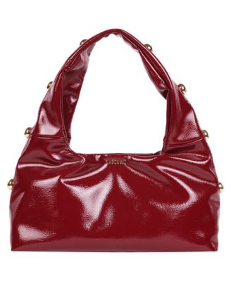 Studded Shoulder Bag in Crackled Finish