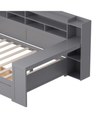 Wooden Daybed with Storage & Desk