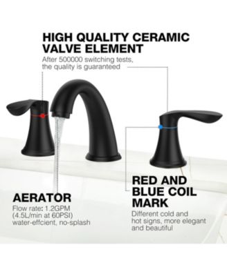 Bathroom Faucet, 8 Inch Bathroom Faucets for Sink 3 Hole, Widespread Matte Black Bathroom Faucet with Pop up Drain and cUPC Lead-Free Hose