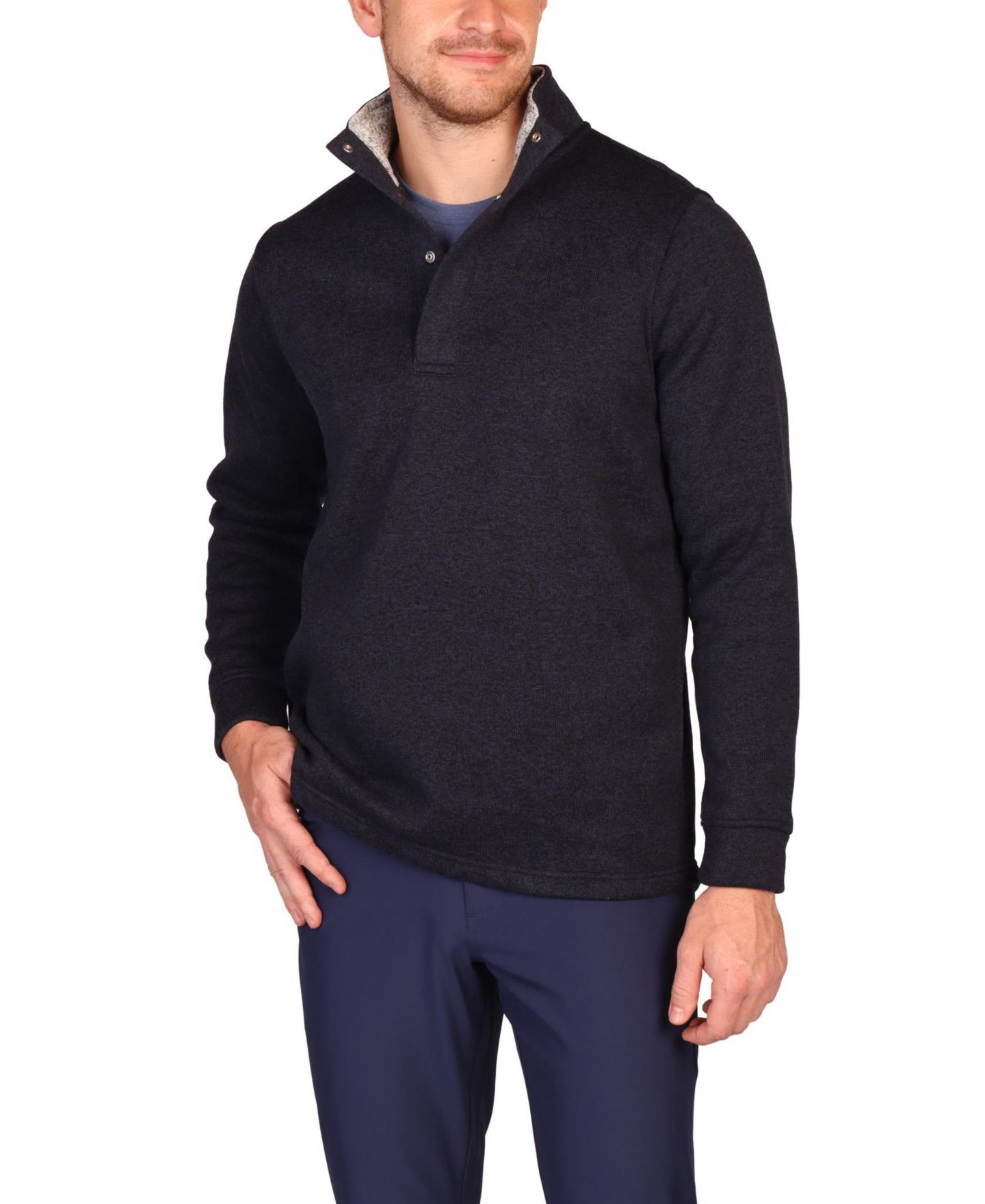 Мужской свитер Tailorbyrd Sweater Knit Snap Placket Pullover, цвет: Тёмно-синий — фото 2