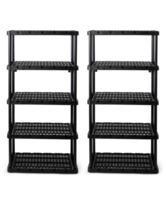 5 Shelf Knect-A-Shelf Ventilated Heavy Duty Storage, Black 2Pack