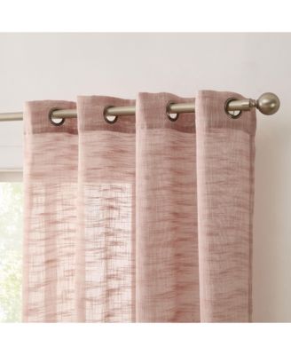 Madison Faux Linen Textured Semi Sheer Privacy Sun Light Filtering Transparent Window Grommet Long Thick Curtains Panels, Set of 2