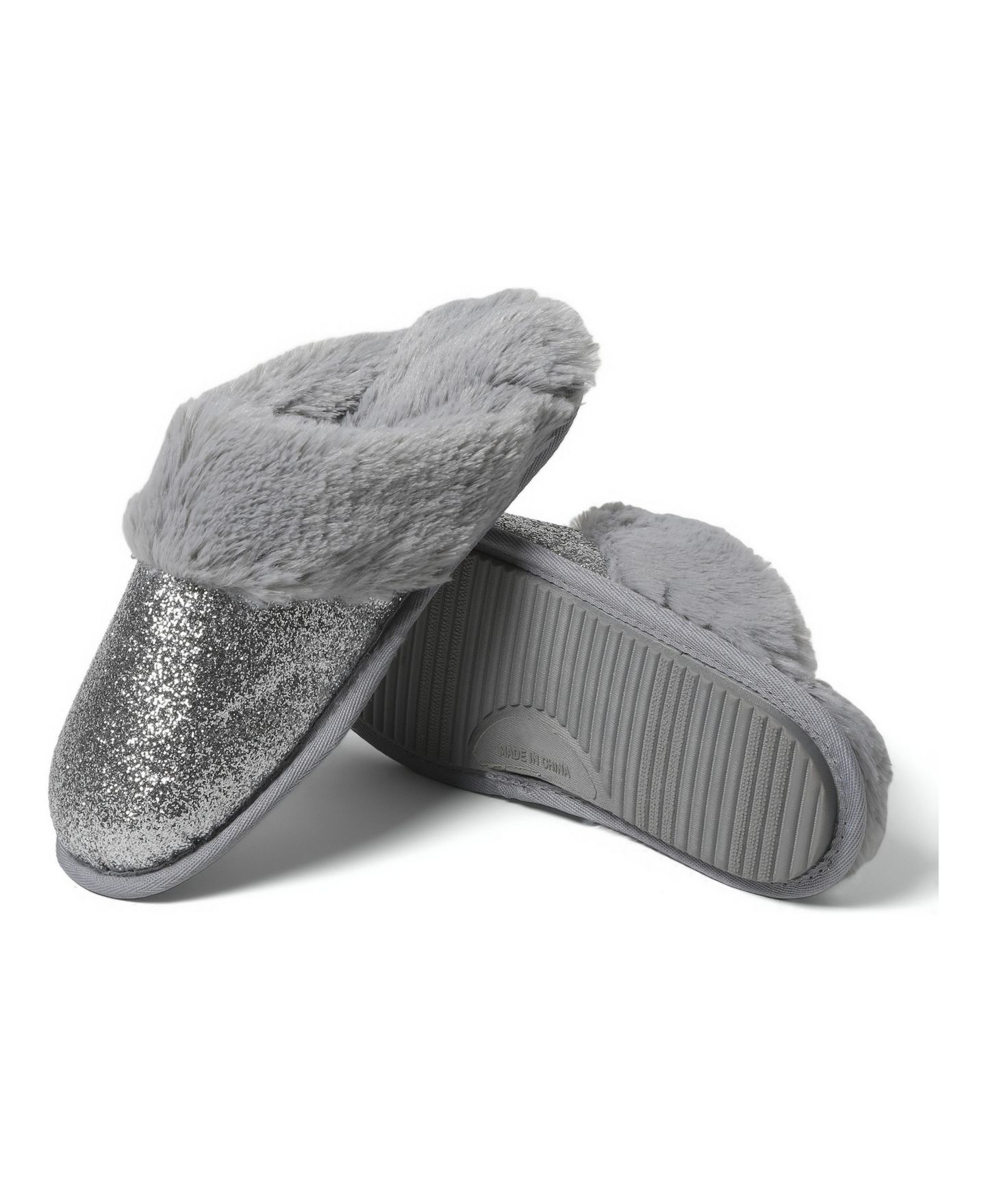 Женские тапочки Dearfoams Cozyfoams Glitter Scuff Slipper with Gift Bag, цвет: Серебряный — фото 5