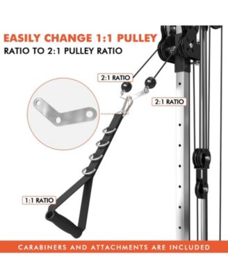 Wall Mount Cable Station, Cable Crossover Machine with 18 Positions Dual Pulley System for Home Gym Fitness Equipment