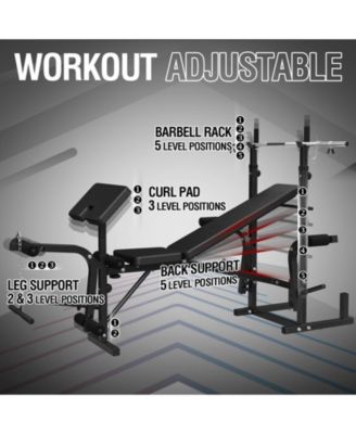 8 in 1 Olympic Weight Bench Set with Leg Extension and Leg Curl, Multi-Function Bench Press Set with Preacher Curl Pad and Chest Fly, Full-Body Strength Training Equipment