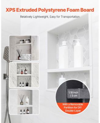 Bathroom Recessed Divider Shelf for Shower Wall Storage and Essentials