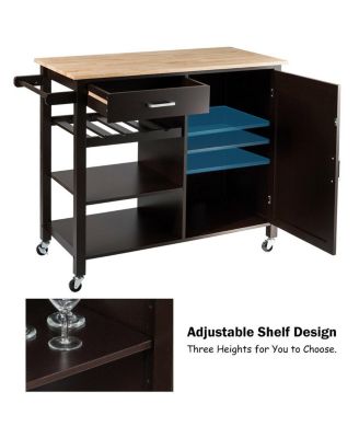 4-Tier Wood Kitchen Island Trolley Cart Storage Cabinet