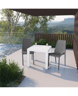 Kent Outdoor White Table With 2 Grey Chairs Dining Set