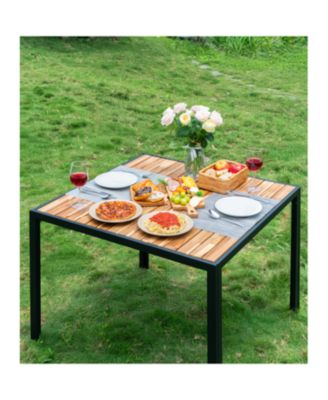 All Weather 5-Piece Patio Dining Set Acacia Table Light Gray