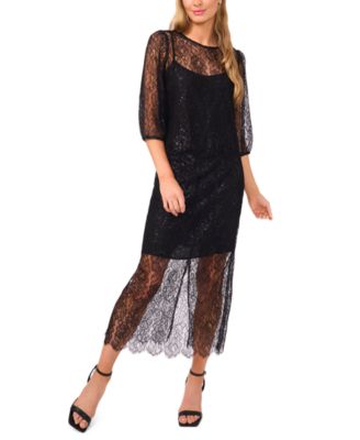 Cece Womens Lace Blouse Midi Skirt In Black
