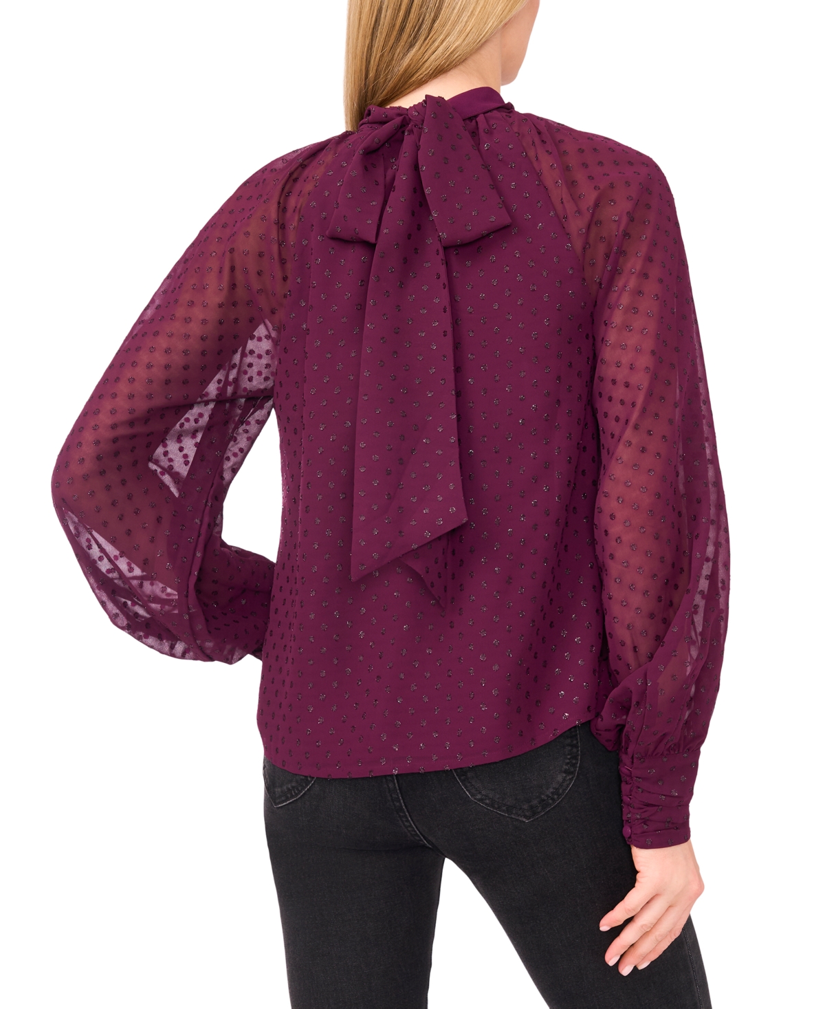 Cece Women's Long-sleeve Bow Neck Raglan Blouse In Purple