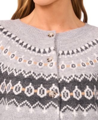 Women's Fair Isle Raglan Long Sleeves Cardigan