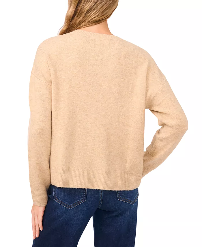 Women's Multicolor Embroidered Flower Long Sleeves Sweater - thumbnail 5