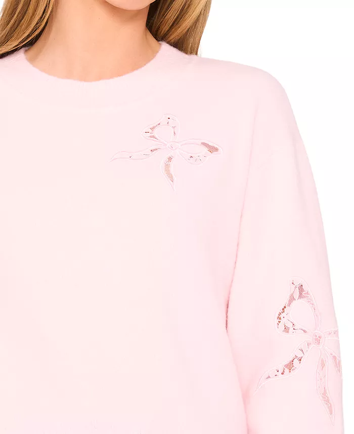 Women's Crewneck Lace Bow Long-Sleeve Sweater - thumbnail 7