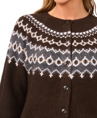 Women's Fair Isle Raglan Long Sleeves Cardigan