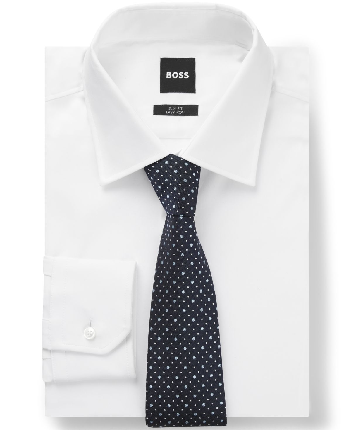 Мужской шелковый галстук в горошек из смесовой ткани Hugo Boss