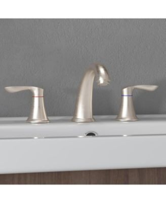 Bathroom Sink Faucet, 8-Inch Widespread Faucet with 2 Lever Handles, 3-Hole Low Arc Basin Faucet with Pop-Up Drain & CUPC Supply Lines