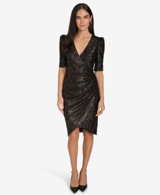Calvin Klein Women's Sequin Puff-Sleeve Dress - Macy's