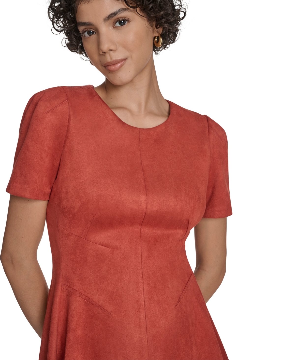 Calvin Klein Women's Fit And Flare Short Dress In Brown